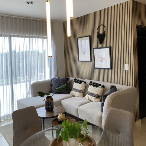 Sala interior en Turquesa Mazatlán